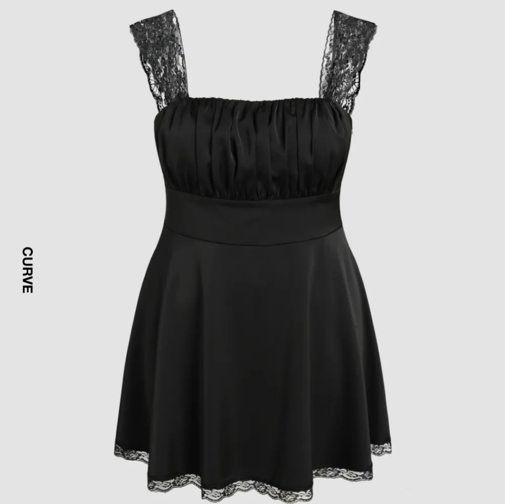 Lace ruched sleeveless mini dress